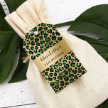 Emerald green gold leopard birthday gift tags<br><div class="desc">Make your birthday gifts stand out with these elegant emerald green and gold gift tags, featuring a striking leopard and cheetah print background. Perfect for adding a touch of luxury to your presents, these tags can be personalized with a name and age for a unique touch. The back offers space...</div>