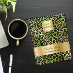 Emerald green gold leopard business logo 2025 planner<br><div class="desc">Elegant,  cool,  glamourous and feminine with emerald green and faux gold leopard pattern.  Personalize and add your business logo,  name and a title. The name is written with a modern hand lettered style script.
Back: leopard pattern and your logo.</div>