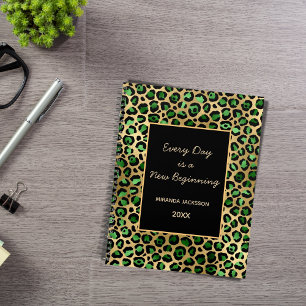 Emerald green gold leopard motivational 2026 planner