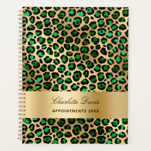 Emerald green gold leopard print 2026 planner