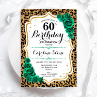 Emerald Green Gold Leopard Print 60th Birthday