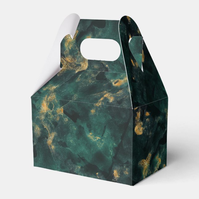 Emerald Green Gold Marble Wedding Favor Box (Front Side)