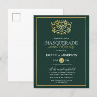 Emerald Green & Gold Masquerade Sweet 16 Party