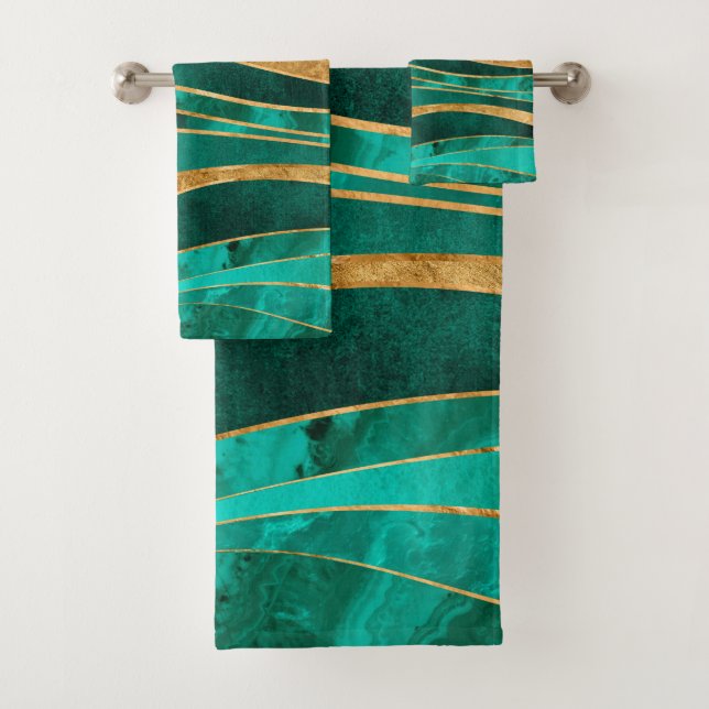 Emerald Green Gold Métallic Wavy Abstrait (En situation)