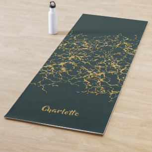 Emerald Green Gold Modern Abstract Yoga Mat