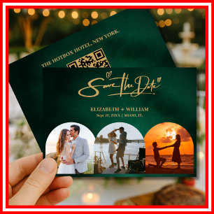Emerald Green & Gold Modern Elegant Save The Date