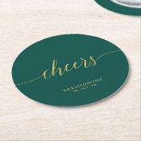 Emerald Green & Gold Modern Lettering Cheers Party