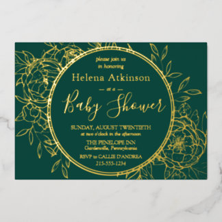 Emerald Green & Gold Modern Toile Baby Shower
