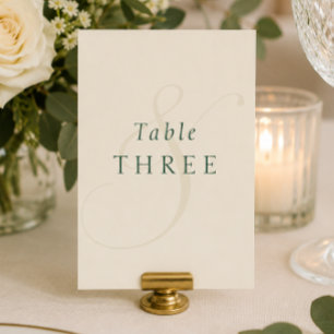 Emerald Green Gold Monogram Wedding Table Number