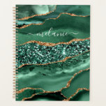 Emerald Green Gold Planner with Custom Name<br><div class="desc">Planners with Agate Green Gold Glitter Geode Marble Custom Name Emerald Sparkle Personalized Birthday - Anniversary or Wedding Planner Gift / Suppliest - Add Your Name - Text or Remove - Make Your Special Gift - Resize and move or remove and add text / elements with customization tool. Design by...</div>