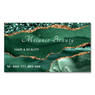 Emerald Green Gold QR Code Magnetic Business Card