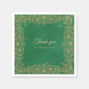 Emerald Green Gold Quinceañera Sweet 15 Napkin