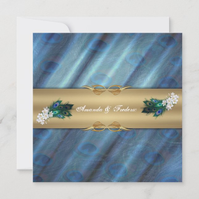 Emerald Green Gold Royal Indian Peacock Wedding Card (Front)