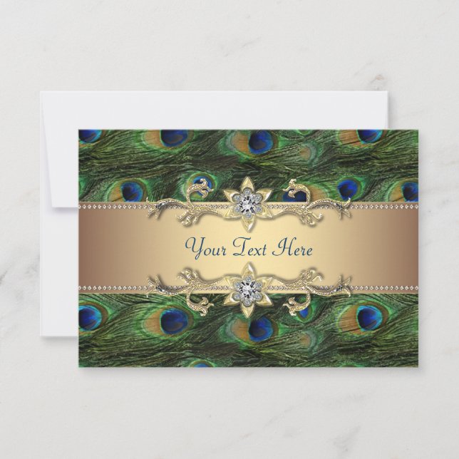 Emerald Green Gold Royal Indian Peacock Wedding Invitation (Front)