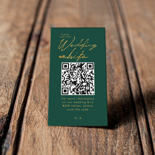 Emerald Green Gold  Visit our Wedding Website Enclosure Card