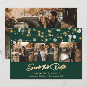 Emerald Green Gold Wedding 4 Photo Save The Date