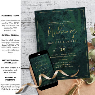 Emerald Green Gold Wedding Print Digital Download  Invitation