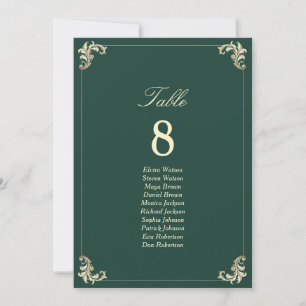 Emerald Green Gold Wedding Seating Chart