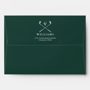 Emerald Green Golf Monogram Return Address Envelope