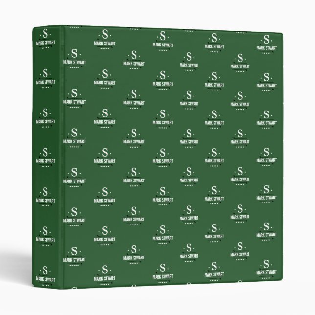 Emerald Green Golfer 1-initial Monogram allover Binder (Front/Spine)