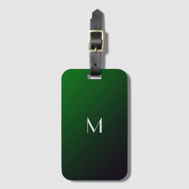  Emerald Green Gradient - add monogram Luggage Tag (Front Vertical)