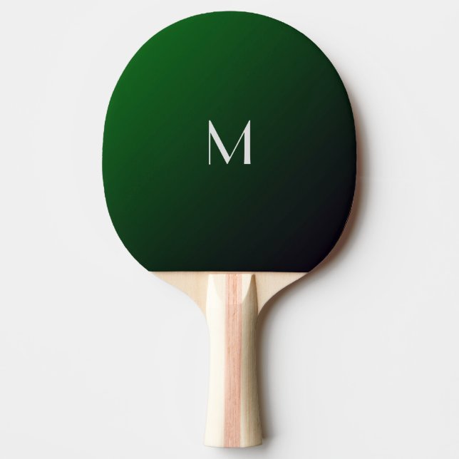  Emerald Green Gradient -  bold monogram Ping Pong Paddle (Front)