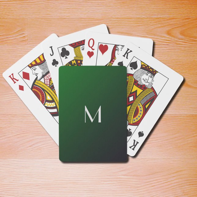  Emerald Green Gradient -  bold monogram Playing Cards (Creator Uploaded)