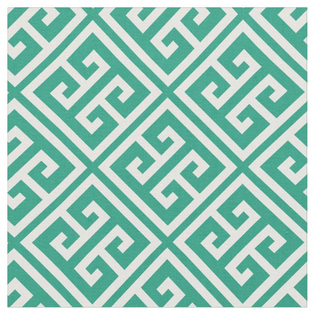 Emerald Green Greek Key Pattern Fabric (Close Up)