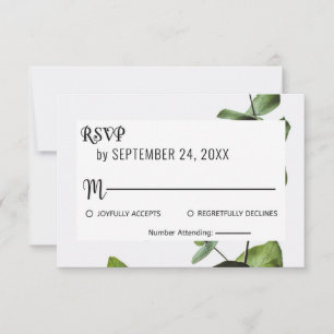 Emerald green greenery floral RSVP Response Card