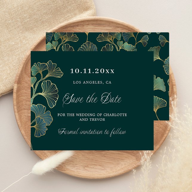 Emerald green greenery wedding save the date flyer (Creator Uploaded)