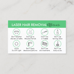 Emerald Green Hair Removal Aftercare Instruction Business Card