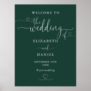 Emerald Green Heart Script Mariage Affiche de bien