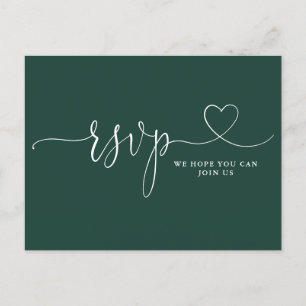 Emerald Green Heart Script Song Request RSVP Card