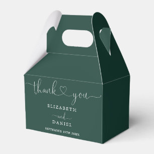 Emerald Green Heart Script Wedding Favor Box