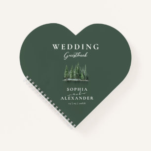 Emerald Green Heart Shape Wedding Guestbook Notebook