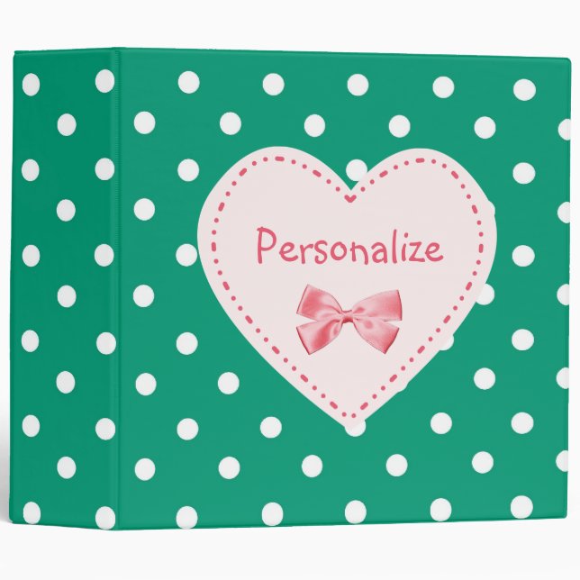 Emerald Green Heart With Name Binder (Front/Spine)