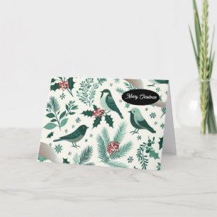Emerald Green Holiday Birds and Boughs