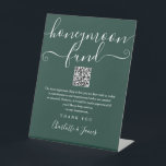 Emerald Green Honeymoon Fund QR Code Pedestal Sign<br><div class="desc">An elegant emerald green honeymoon fund sign,  personalized with your special message,  names and wishing well QR code. Designed by Thisisnotme©</div>