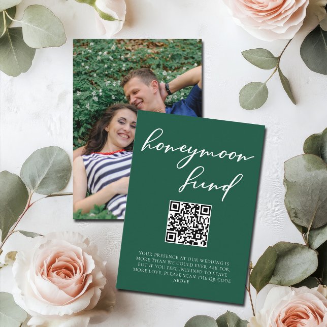 Emerald Green Honeymoon Fund with Couple Photo Enclosure Card (Creator Uploaded)
