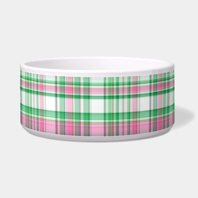 Emerald Green, Hot Pink, White Preppy Madras Plaid (Front)