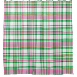 Emerald Green, Hot Pink, White Preppy Madras Plaid