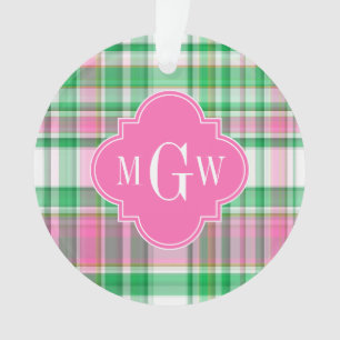 Emerald Green Hot Pink Wht Preppy Madras