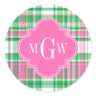 Emerald Green Hot Pink Wht Preppy Madras Monogram
