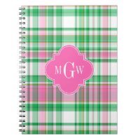Emerald Green Hot Pink Wht Preppy Madras Monogram