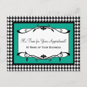 Emerald Green Houndstooth Appointment Reminder Postcard
