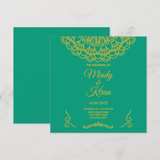 Emerald Green Indian Jewel Tone Faire-part de mari