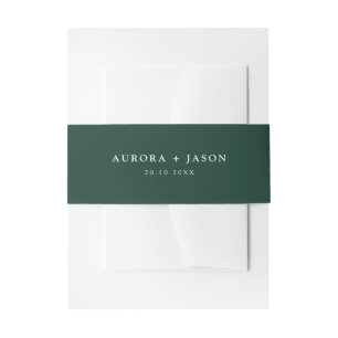 Emerald Green initials wedding  Invitation Belly B Invitation Belly Band