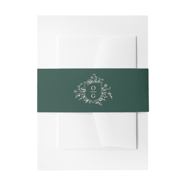 Emerald Green initials wedding  Invitation Belly B Invitation Belly Band (Front Example)