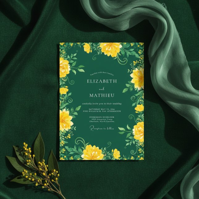 Emerald Green Intense Botanical Wedding Invitation (Creator Uploaded)