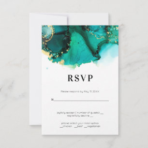 Emerald Green Jewel Tone Wedding RSVP Card